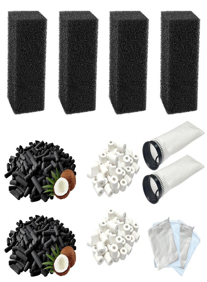 beaufan 14-Pack Set Aquarium Filter Media Compatible with Waterbox AIO 10 Cube and AIO 15 Peninsula Aquarium Filter, Includes Filter Socks, Carbon Pellets, Ceramic Rings, Sponge Filters and Mesh Bags - Image 1